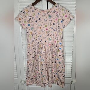 5 For 20 Cat & Jack Short Sleeve Colorful Print Rainbow Peace Signs Dress 14/16